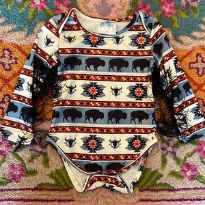 Buffalo cowboy western aztec print bodysuit